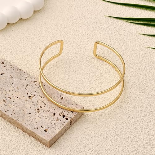 Arm Cuff for Women Layered Armlet Open Adjustable Arm Cuff Gold Silver Upper Arm Cuff Bracelet Minimalist Armband Trendy Jewelry - color: Arm Cuff01