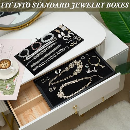 Tondiamo 8 Pcs Black Velvet Pad Tray Insert Jewelry Display for Necklaces Bracelets Earrings Rings Body Jewelry Accessories (No Tray Included)