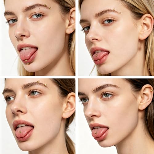 NEWITIN 48 Pieces 14G Stainless Steel Nipple Tongue Rings for Women Men | Hypoallergenic, Straight Barbells Piercing Jewelry Set, Silver Black Gold Bridge Piercings, Bar L 12-18mm, Ball Sz 5mm 6mm