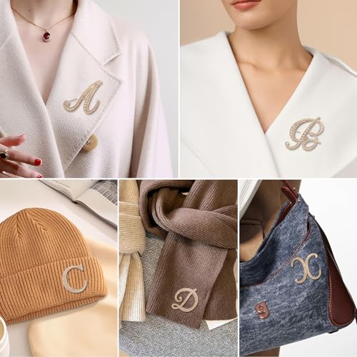 A-Z Initial 26 Letter Brooch Pins, Gold Faux Pearl Alphabet Badges Breastpin for Hat Bag Dress Coat Suit Accessory, Elegant Name Personalized Gifts for Women Men - color: L