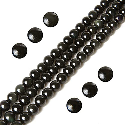100pcs 6mm Black Obsidian Beads Natural Gemstone Beads Round Loose Beads for Jewelry Making - color: Black Obsidian, size: 6mm