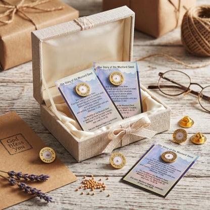 Sayglossy 30 Sets Mustard Seed Enamel Pins on Card Mustard Seed Gifts Bulk All Things Are Possible Faith Lapel Christian Pin Inspirational Card Catholic Religious Jewelry for Men Women Church Gifts - style: Mustard Seed