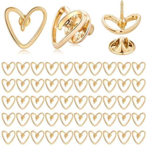 Liliaafar Heart Shaped Pins for Women Gifts Metal Hollow Brooches Small Dainty Lapel Pins DIY Accessories for Clothes Dress Hat Scarf Bag Pocket Cardigan Hijab Decor - color: Gold
