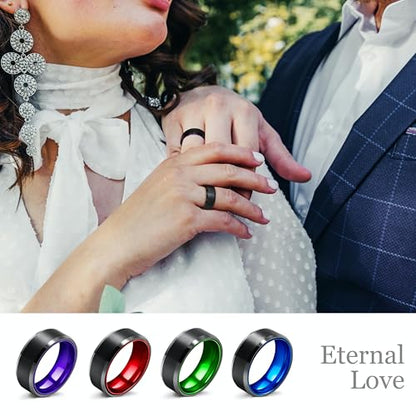LerchPhi Engraved Custom Tungsten Rings For Men Wedding Band Personalized Titanium Promise Ring for Him Black/Red/Green/Purple/Blue Beveled Edge Szie 6 to 16 - color: No Custom - 8MM Tungsten