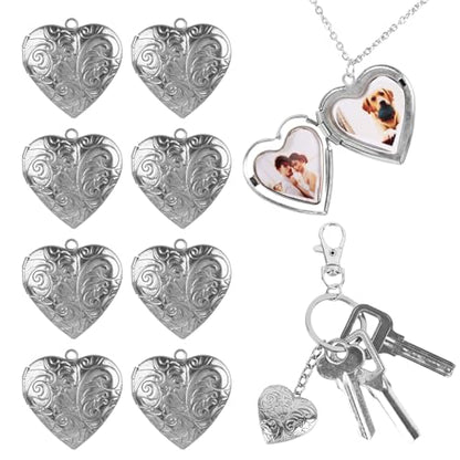 Framendino, Heart Photo Frame Charms DIY Locket Pendants for Jewelry Making - color: Silver, size: 10 Pack