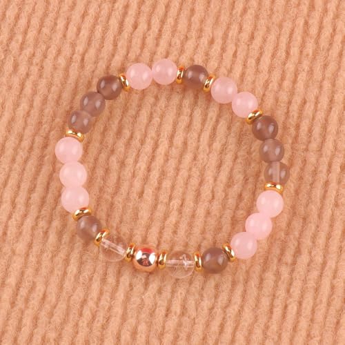 KSQS Healing Stone Bead Bracelet for Women, Natural Gemstones Balance Protection Bracelet, Spiritual Crystal Beads Bracelet Anxiety Relief with Meaning Card - color: Anxiety Relief