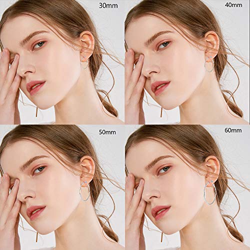 5/12 Pairs Gold Silver Plated Hoop Earrings for Women, Hypoallergenic Stainless Steel Hoops Earrings Set, Lightweight Large Small Hoops Women Earrings Loop Earrings Set - color: 5 Pairs Silver Plated Hoop Earrings