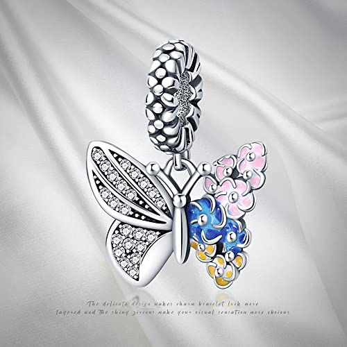 Pandach 925 Sterling Silver Charms Beads for Bracelets and Necklaces Butterfly and Headphones Pendants Clover Charms Jewelry Gift for Women - style: Butterfly Charm