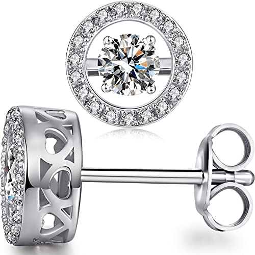 925 Sterling Silver Bezel Stud Earrings for Women Hypoallergenic Cubic Zirconia Stud Earrings for Unisex - style: 2-Halo Studs