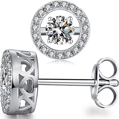 925 Sterling Silver Bezel Stud Earrings for Women Hypoallergenic Cubic Zirconia Stud Earrings for Unisex - style: 2-Halo Studs
