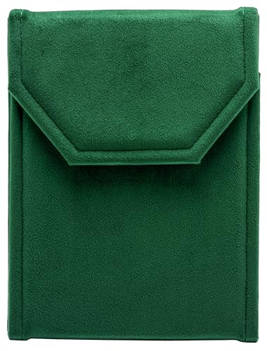 Velvet Necklace Jewelry Travel Folder Storage Display Case (Green) - color: Green