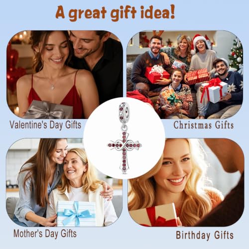 HappyStar 925 Sterling Silver Charms Infinity Design Birthstone Charms for Bracelets with 5A Cubic Zirconia Cross Necklace for Women Dangle Pendant Compatible Pandora Bracelets Happy Birthday Gifts - color: 1-January Birthstone Charms