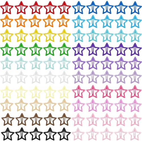 Star Hair Clips Snap Hair Barrettes Non Slip Star Hair Accessories Multiple Colors Metal Hair Clips for Girls Women -100PCS 1.18" - color: 100 P -1.18"-Multiple Colors