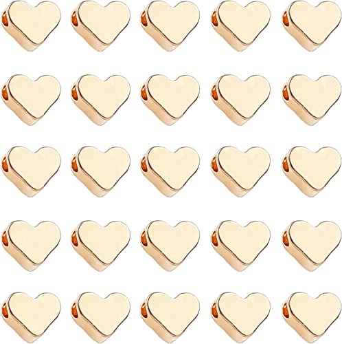 PH PandaHall 60pcs 14K Gold Plated Heart Beads, Heart Spacer Beads 6x7mm Metal Love Brass Loose Bead for Necklace Bracelet Wedding Birthday Christmas Jewelry Making (Pack of 2) - size: 6x7mm (Pack of 2)