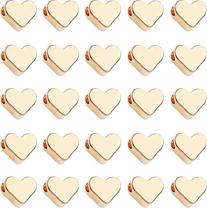 PH PandaHall 60pcs 14K Gold Plated Heart Beads, Heart Spacer Beads 6x7mm Metal Love Brass Loose Bead for Necklace Bracelet Wedding Birthday Christmas Jewelry Making (Pack of 2) - size: 6x7mm (Pack of 2)