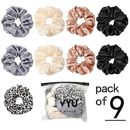Scrunchies Hair Ties Elastics Bands Ponytail Holder Pack of Neutral Scrubchy Hair Accessories Women Girls (Big, 4 Color Mixed 2) - color: Basic Color