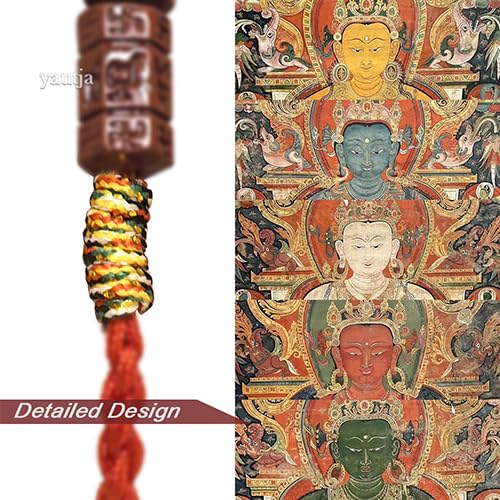 Yautja Tibetan Buddhist Red Buddha Spiritual Protection Red String Bracelet | Meditation Prayer Jewelry for Good Luck Health Wealth, Cinnabar Beads Exorcism Bracelet with Amulet Card, Handmade Adjustable - color: red with talisman