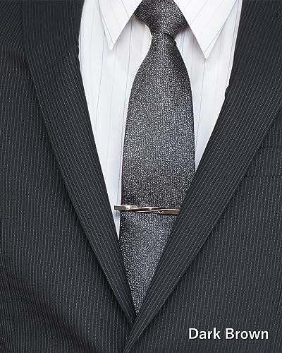 [TAVARAT] Tie Clip Tie Clips for Men Genuine Leather Silver Tie Bar Tie Pin Tps-078 - style: dark brown