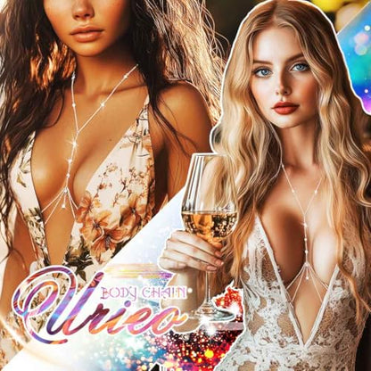 Urieo Rhinestone Bra Chain Crystal Body Chain Jewelry for Women - style: B-Silver