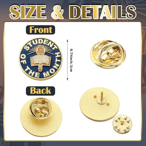 Huquary 30 Pcs Student of the Month Lapel Pins Bulk Appreciation Reward Gifts Enamel Badge Recognition Pins 3/4 Inch Motivational Awards for Students School Classroom Teacher Supplies