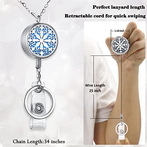 Retractable Lanyard Badge Holder, Retractable Lanyards for ID Badges | Teacher Lanyard Necklace Nurse Badge Reels Accessories Work Jewelry Silver Chain Employee Appreciation Gifts Women - color: 1-retractable-mandala