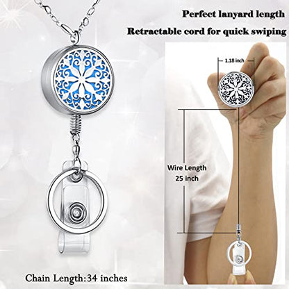 Retractable Lanyard Badge Holder, Retractable Lanyards for ID Badges | Teacher Lanyard Necklace Nurse Badge Reels Accessories Work Jewelry Silver Chain Employee Appreciation Gifts Women - color: 1-retractable-mandala