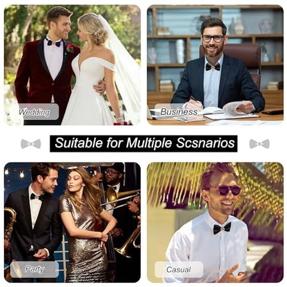 QCWQYML Black Bow Ties for Men Pre-Tied Mens Bow Tie Classic Crystal Brooch Chain Bowtie Adjustable Bowties Tuxedo Party - color: (Gold/Red)-black