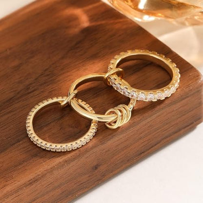 Gold Stackable Rings for Women Non Tarnish, Dainty Stackable 18k Gold Plated CZ Cubic Zirconia Rings, Gold Knuckle Women Rings Set - color: G, size: 8
