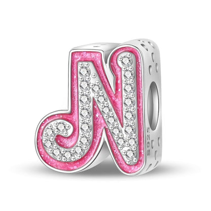 925 Sterling Silver Letter Charms Fits Pandora Bracelets Alphabet AZ Bead Charm for Bracelets Necklace with 5A Cubic Zirconia for Women Birthday Ceremony DIY Jewelry Gift - style: N