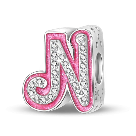925 Sterling Silver Letter Charms Fits Pandora Bracelets Alphabet AZ Bead Charm for Bracelets Necklace with 5A Cubic Zirconia for Women Birthday Ceremony DIY Jewelry Gift - style: N