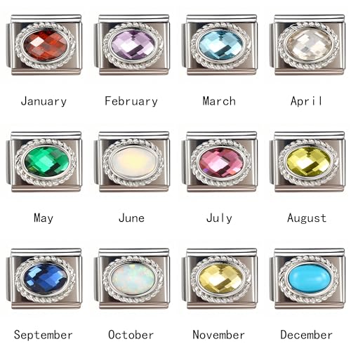 Birthstone Charms for Italian Charm Bracelet, 9mm, Birthday Gift - color: July
