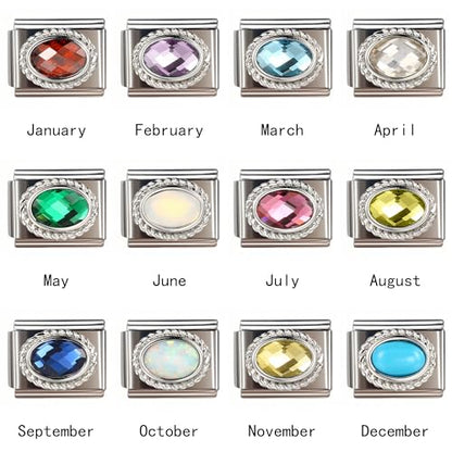 Birthstone Charms for Italian Charm Bracelet, 9mm, Birthday Gift - color: January