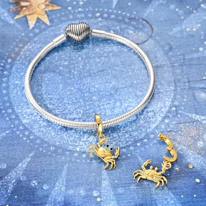 LAZA 925 Silver Charms for Bracelets and Necklaces Gold charms for Women | Summer Travel Party Lucky Zodiac Charms Clearance Pendant Beads Christmas Birthday Graduation Gift Jewelry for Women - color: Cancer