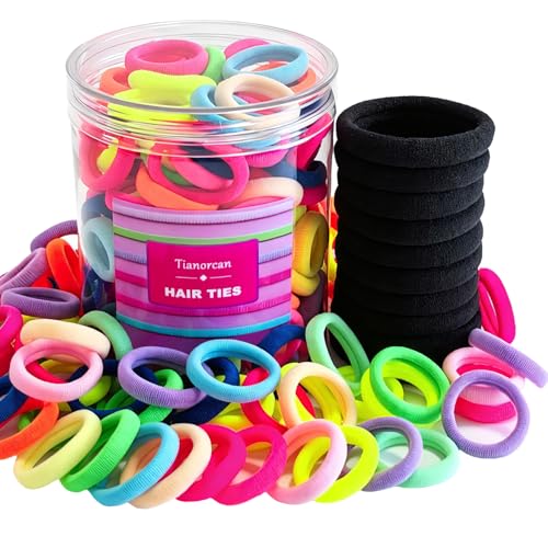 130 Pcs Baby Hair Ties Set, 120 Pcs Small Hair Ties and 10 Pcs Large Hair Ties, Seamless Hair Bands for Girls and Kids Elastic Ponytail Holders (Colorful) - color: Colorful