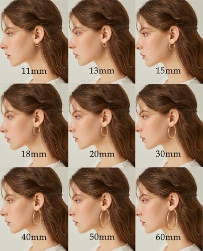 9 Pairs Clip on Hoop Earrings for Women Non Pierced Hoop Earrings Fake Spring Hoop Earrings Silver Gold Tone 9 Sizes - color: B: Gold Tone