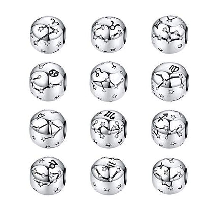 Constellation Charm 925 Sterling Silver Birthstone Bead for Pandora Charms Bracelet-Gift for Anniversary Birthday Christmas Day - color: Libra（9.23-10.23）