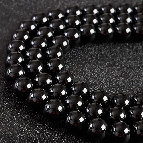 100pcs 6mm Black Agate Beads Natural Gemstone Beads Round Loose Beads for Crafting and Jewelry Making - color: Black Agate, size: 6mm