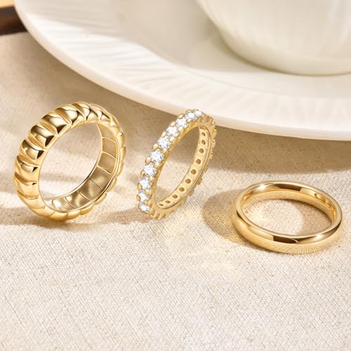 KSF 2Pcs / 3Pcs / 4Pcs Stackable Rings for Women, Gold and Silver Plated Stack Ring Set for Everyday Wear, Gift for Her - color: Style2