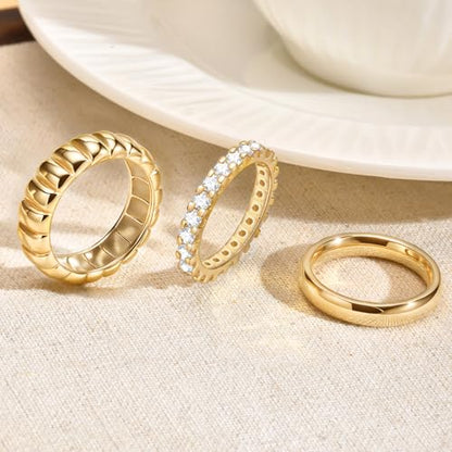 KSF 2Pcs / 3Pcs / 4Pcs Stackable Rings for Women, Gold and Silver Plated Stack Ring Set for Everyday Wear, Gift for Her - color: Style2
