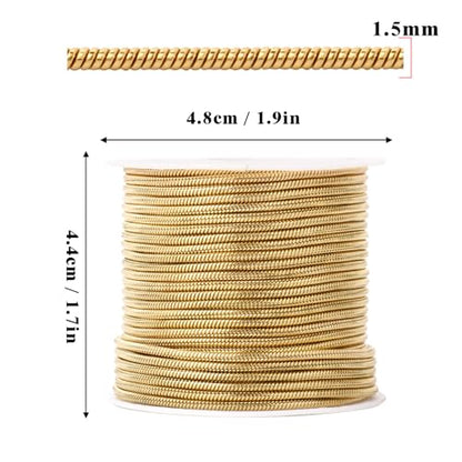 33FT 1.6mm Thin Stainless Steel Gold Snake Chains Bulk for Jewelry Making | 18K Gold PVD Plated 304 Stainless Steel Round Snake Chain Roll Spool for DIY Craft - color: 1.5mm Gold Round Snake Chains