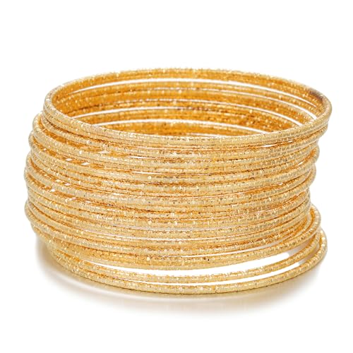 Gold Bangles for Women, 12 Pcs Boho Stackable Bracelets Multi Layer Textured Chunky Bracelets Jewelry Set for Women - color: Style C- 20 pcs gold
