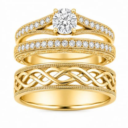 3Piece Moissanite Ring Set for Couples 925 10K 14K 18K Moissanite Wedding Ring - style: Ring