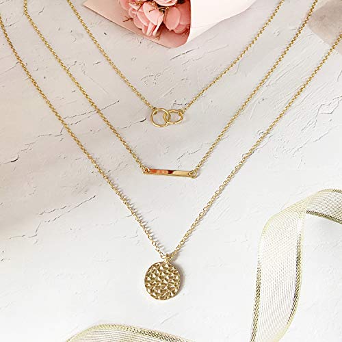 YANCHUN Layered Necklaces for Women Gold Necklace Stack Star Heart Choker Dainty Necklace Love Heart Chain Jewelry Gifts for Women - color: F:Gold Layer Circle Necklace