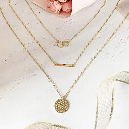 YANCHUN Layered Necklaces for Women Gold Necklace Stack Star Heart Choker Dainty Necklace Love Heart Chain Jewelry Gifts for Women - color: F:Gold Layer Circle Necklace