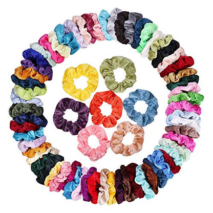 75 Pcs Velvet Hair Scrunchies Hair Bands for Women or Girls | Elastic Soft Ponytail Holder Hair Ties for Birthday, Party, Thanksgiving, Christmas - size: 1 Count (Pack of 75)