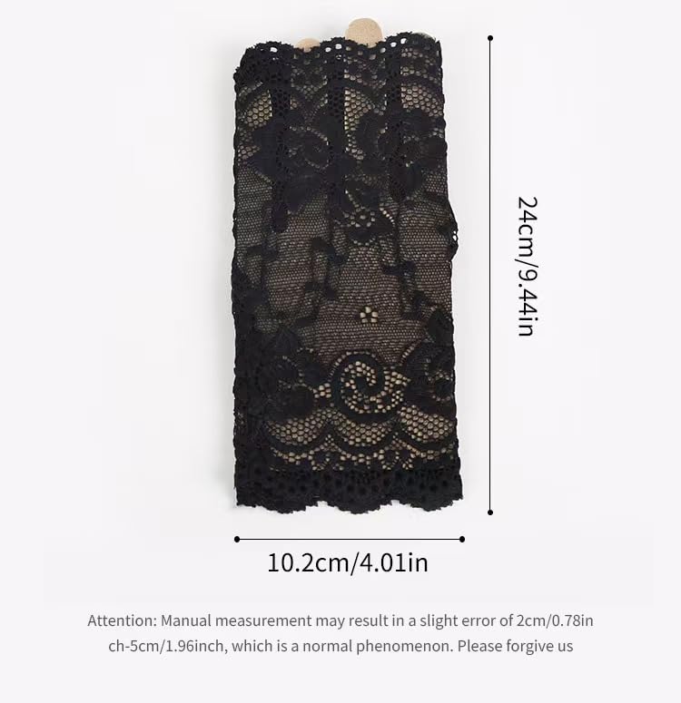 Women's Goth Accessories Set - Black Lace Fingerless Gloves and Velvet Choker Necklace for Halloween, Prom, 1920s Party & Gothic Cosplay