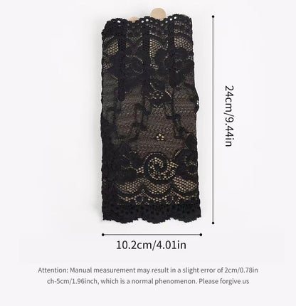 Women's Goth Accessories Set - Black Lace Fingerless Gloves and Velvet Choker Necklace for Halloween, Prom, 1920s Party & Gothic Cosplay