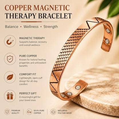 Pure Copper Cuff Bangle Bracelet 100% Solid, Raw & Uncoated Handmade Bracelets Jewelry Cuff Gift Bangle for Women & Men - color: Copper Cb-111