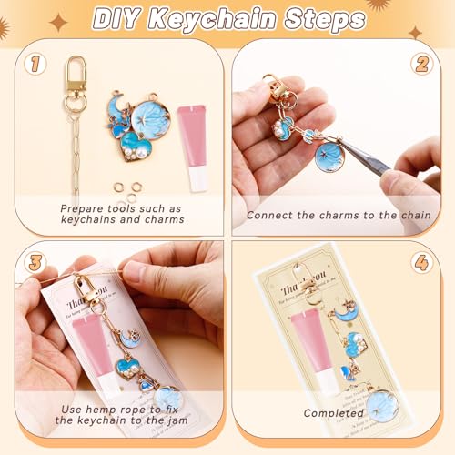 Wurosi 24 Set Lip Gloss Keychain Making Kit with Gift Packaging Supplies | Included 4 Styles 0.47*3.9in Extender Chains,Swivel Snap and Packaging Supplies, for DIY Lip Gloss Keychains, Bag Charms - color: 24 Set Gold Keychain Kit