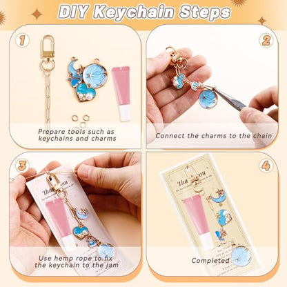 Wurosi 24 Set Lip Gloss Keychain Making Kit with Gift Packaging Supplies | Included 4 Styles 0.47*3.9in Extender Chains,Swivel Snap and Packaging Supplies, for DIY Lip Gloss Keychains, Bag Charms - color: 24 Set Gold Keychain Kit